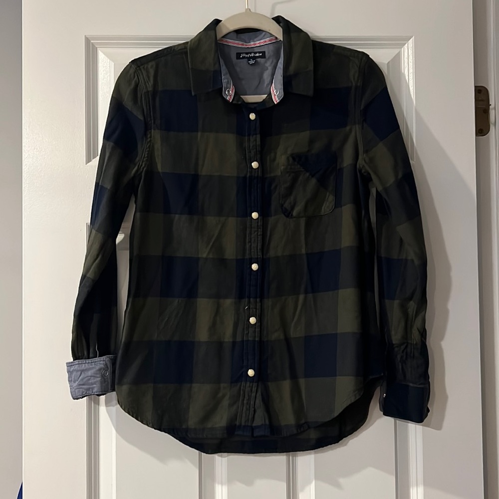 Plaid button down with snap buttons